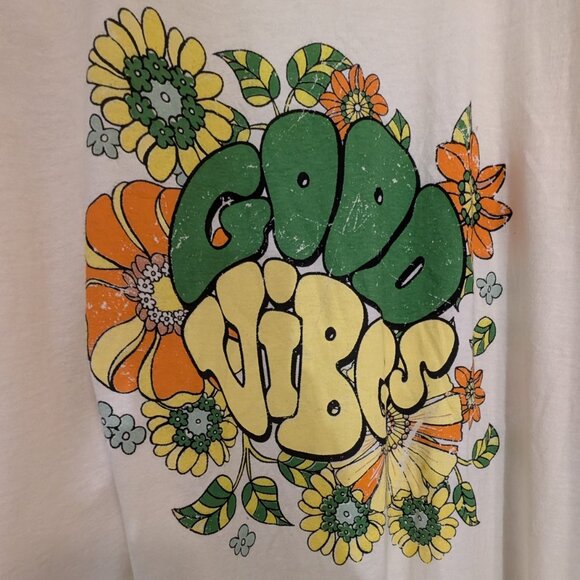 NWT Men's T-Shirt Good Vibes Size L/XL Yellow - Picture 3 of 4
